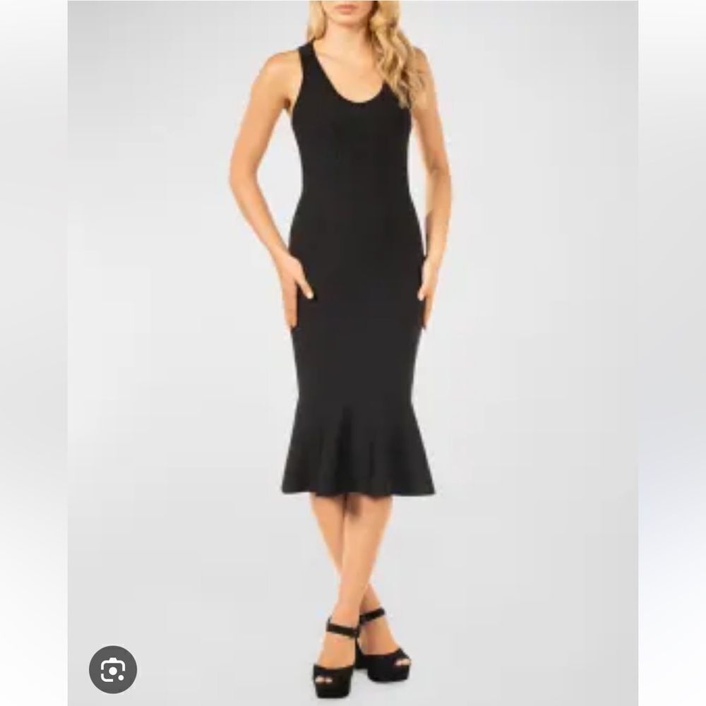 $198 Dress The Population Women's Black Round Neck Racerback Dress Size XS NWOT